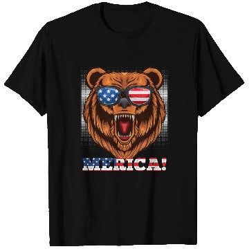 Discover Merica Independence Day American Bear USA Party T Shirts