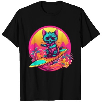 Discover Cool Retro Surfing Cat T Shirts