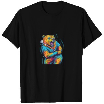 Discover Golfer Grizzly Bear Golf Club Golfing Golf Player T Shirts