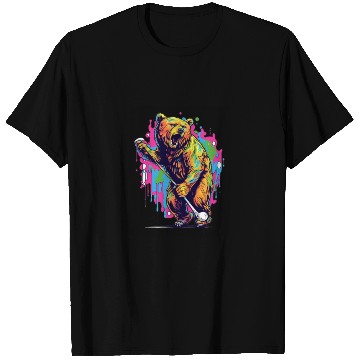Discover Golfer Grizzly Bear Golf Club Golfing Golf Player T Shirts