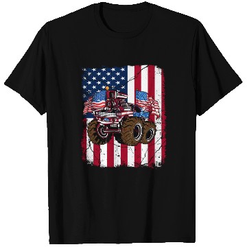 Discover US Patriot American Monster Trucks USA Fan T Shirts