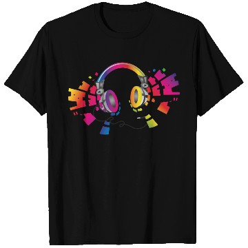 Discover colorful headphone for music festival summer T Shirts