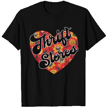 Discover Thrift Stores red floral heart T Shirts