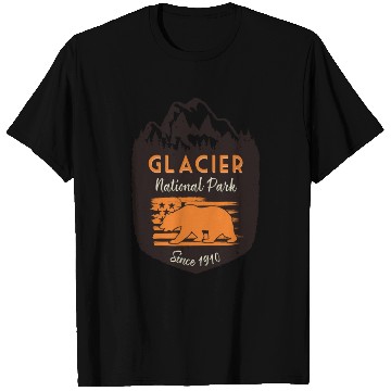 Discover Glacier National Park Us Flag Grizzly Bear T Shirts