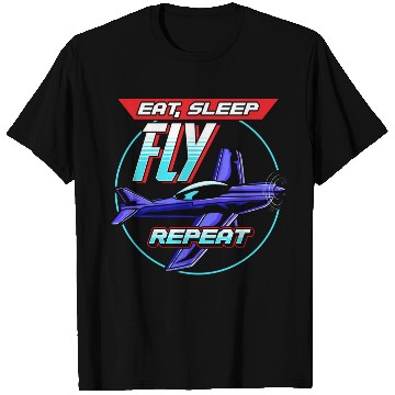 Discover Eat Sleep Fly Repeat Airplane Pilot Aviation Pun T Shirts