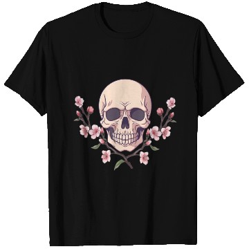Discover Anime style Skull with cherry blossom branches T Shirts