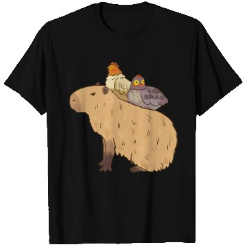 Discover Adorable Capybara With Chicken Friends T Shirts