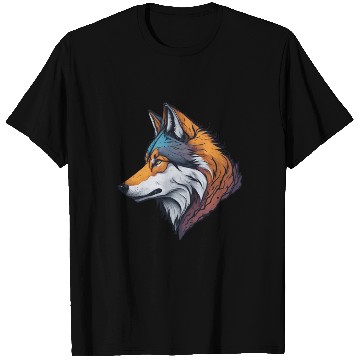 Discover Wolf head in vibrant colors illustration T Shirts