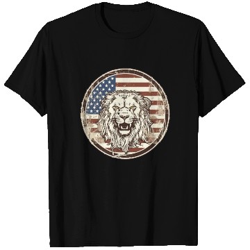 Discover Lion and american Flag T Shirts