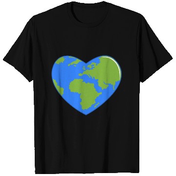 Discover Earth Day World Map as Love Heart T Shirts