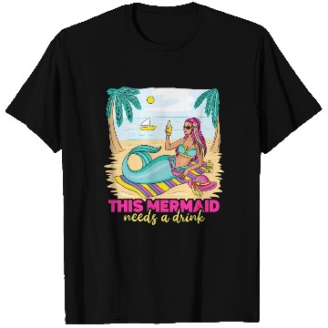 Discover This Mermaid Needs a Drink Fantasy Beach Outing T Shirts