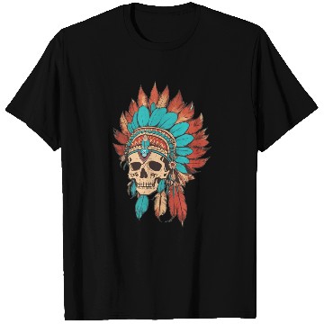 Discover Native American skull with traditional costume wit T Shirts