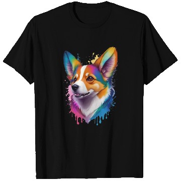 Discover Colourful rainbow realistic Welsh Corgi dog T Shirts