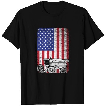 Discover Combine Harvester American Flag Farmer Agriculture T Shirts