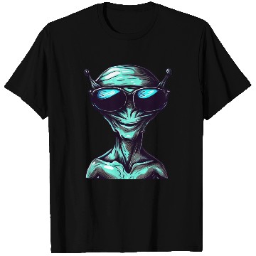 Discover Cool Green Alien with Sunglasses T Shirts