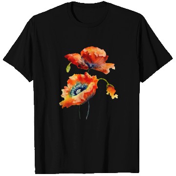 Discover RED POPPIES T Shirts, WATERCOLOR RED POPPIES TOP