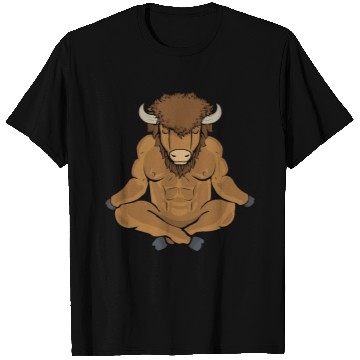 Discover Meditating Buffalo Yoga Lover Men Bison Gift T Shirts
