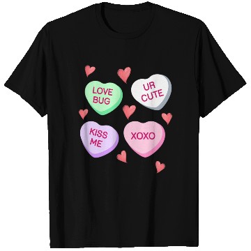 Discover Happy Day Candy Conversation Hearts Love Bug Kiss T Shirts
