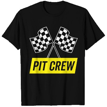 Discover Yellow Italic Pit Crew For Racing Party Costume T Shirts