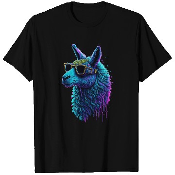 Discover Neon Alpaca with Glasses T Shirts