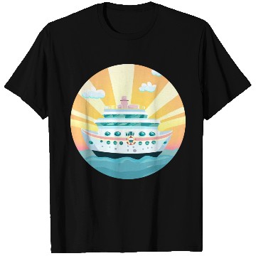 Discover Cruise Ship at Sunset - Dream Voyage Design T Shirts