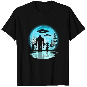 Discover Alien And Bigfoot Moon T Shirts
