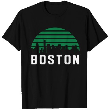 Discover Boston Massachusetts Cityscape Green T Shirts