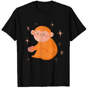 Discover Cute Monkey With Honey Peach T Shirts