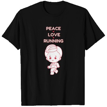 Discover Peace Love Running Red Sport Outline Illustration T Shirts