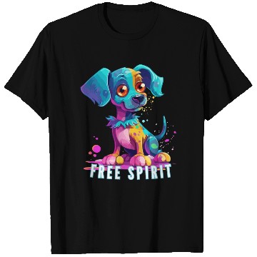 Discover Free Spirit T Shirts: Puppy Synthwave Graffiti Kids