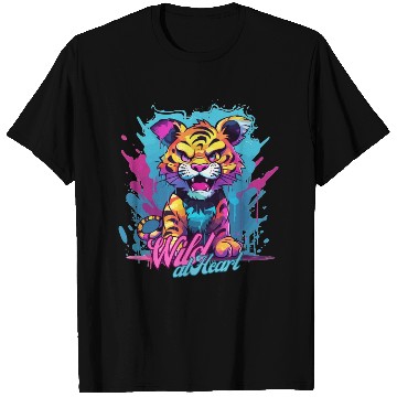 Discover Vibrant Synthwave Sabertooth Tiger Graffiti Kids T Shirts
