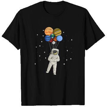 Discover Astronaut Holding Planet Balloons of Solar System T Shirts