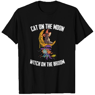 Discover Cat On The Moon WItch On The Broom Witch Bells T Shirts