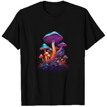 Discover Trippy Neon Mushrooms #8 T Shirts