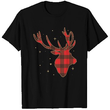 Discover Classic Red Black Christmas Buffalo Deer Funny Fan T Shirts