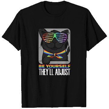 Discover Be Yourself They'll Adjust Rainbow Cat Feline T Shirts