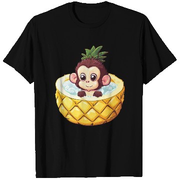 Discover Monkey Bathing in Pineapple - Fun Summer Design T Shirts