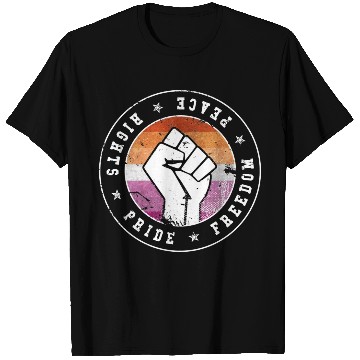 Discover Lesbian LGBT Flag Emblem W grunge T Shirts