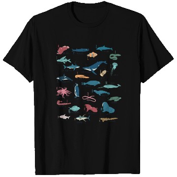 Discover Marine animals alphabet marine biology T Shirts