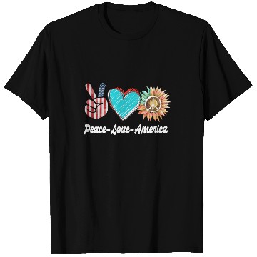Discover Peace Love America US Flag Fourth Womens JULY 4TH T Shirts