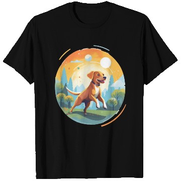 Discover Joyful Dog in Summer Park T Shirts