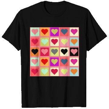 Discover Colorful Retro Vintage Checkered Heart Y2K Pattern T Shirts