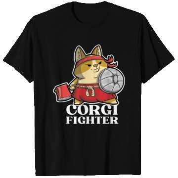 Discover DESIGNThe Brave And Cute Corgi Fighter With An Axe T Shirts