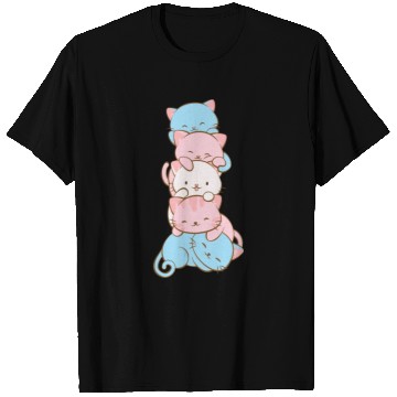Discover Transgender Pride Flag Cute Kawaii Cats Subtle T Shirts