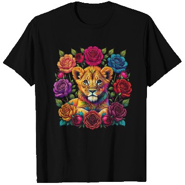 Discover Floral Serenity: A Lion Cub's Innocence T Shirts