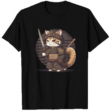 Discover Samurai Cat Warrior Japanese Ninja Cat Kawaii T Shirts