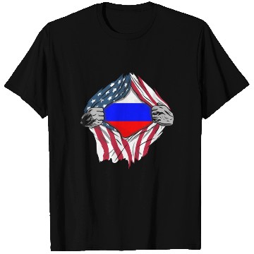 Discover Russian American Blood Inside Me Country Flags T Shirts
