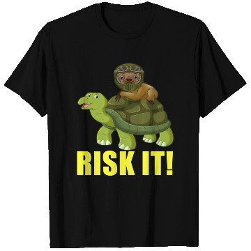 Discover Funny Sloth Racing On Turtle Risk It trending T Shirts