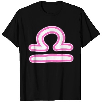 Discover Libra Zodiac Sign Neon Pink T Shirts