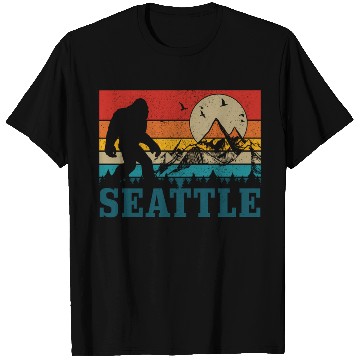 Discover Seattle Washington Bigfoot Mountains T Shirts
